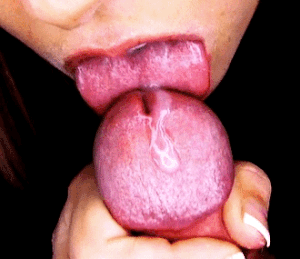 Licking pre cum