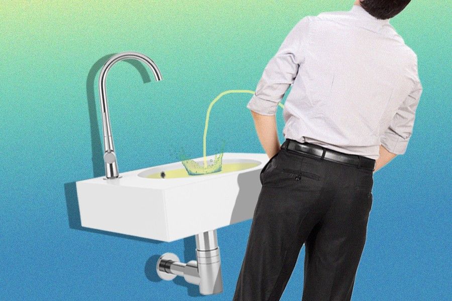 Pissing sink school toilet public piss