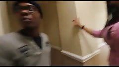 Ebony sucking dick stairs