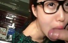 Asian glasses pov blowjob