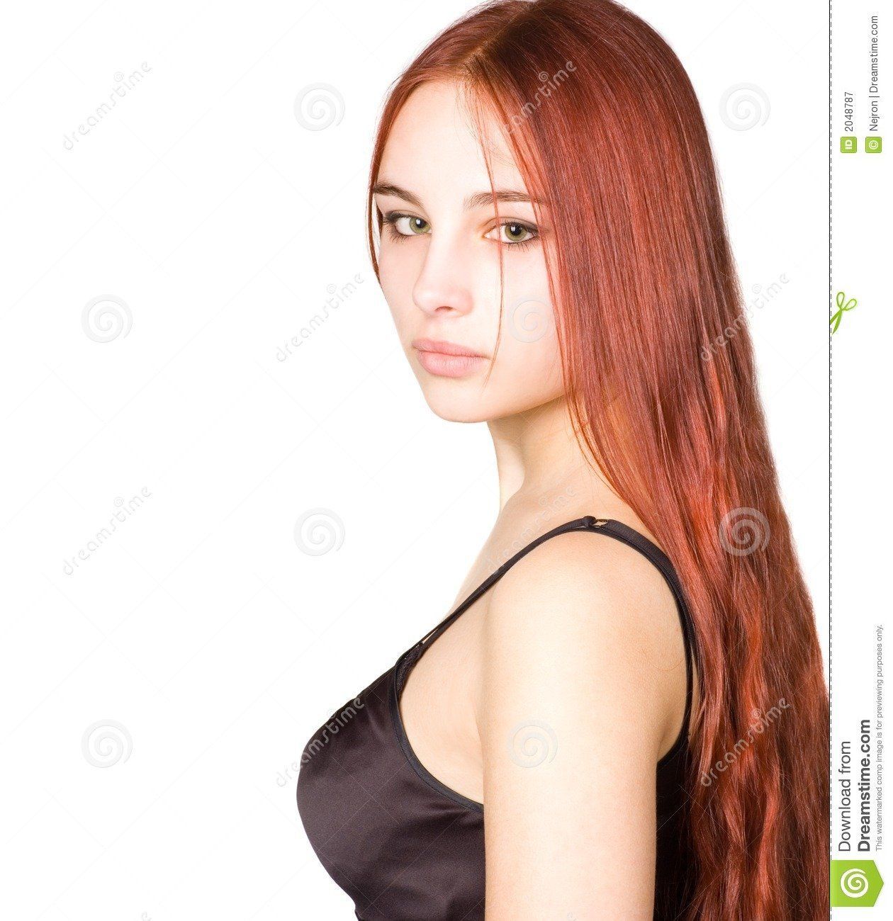 Dark red hair teen