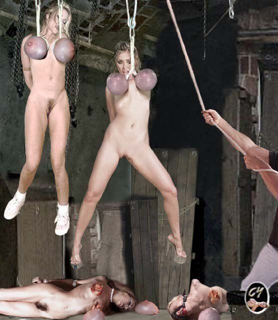Tit hanging bondage.