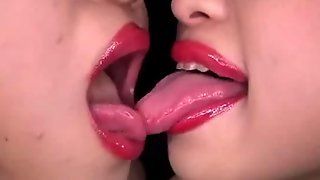 Pink lipstick kissing